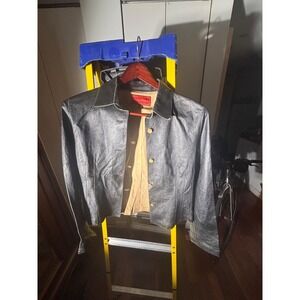 Cole Haan Studio Sz 12 Black  Distressed Leather jacket